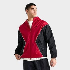 Jordan Brooklyn Hooded Draft Jacket Men's L Red Black Full Zip Breathable
