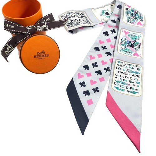 2404 Hermes Silk Twilly Scarf Jeu De Cartes