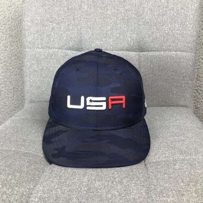 USA Hat Cap Snap Back Mens One Size Blue Camo Mesh Golf New Era 2020 Patriotic