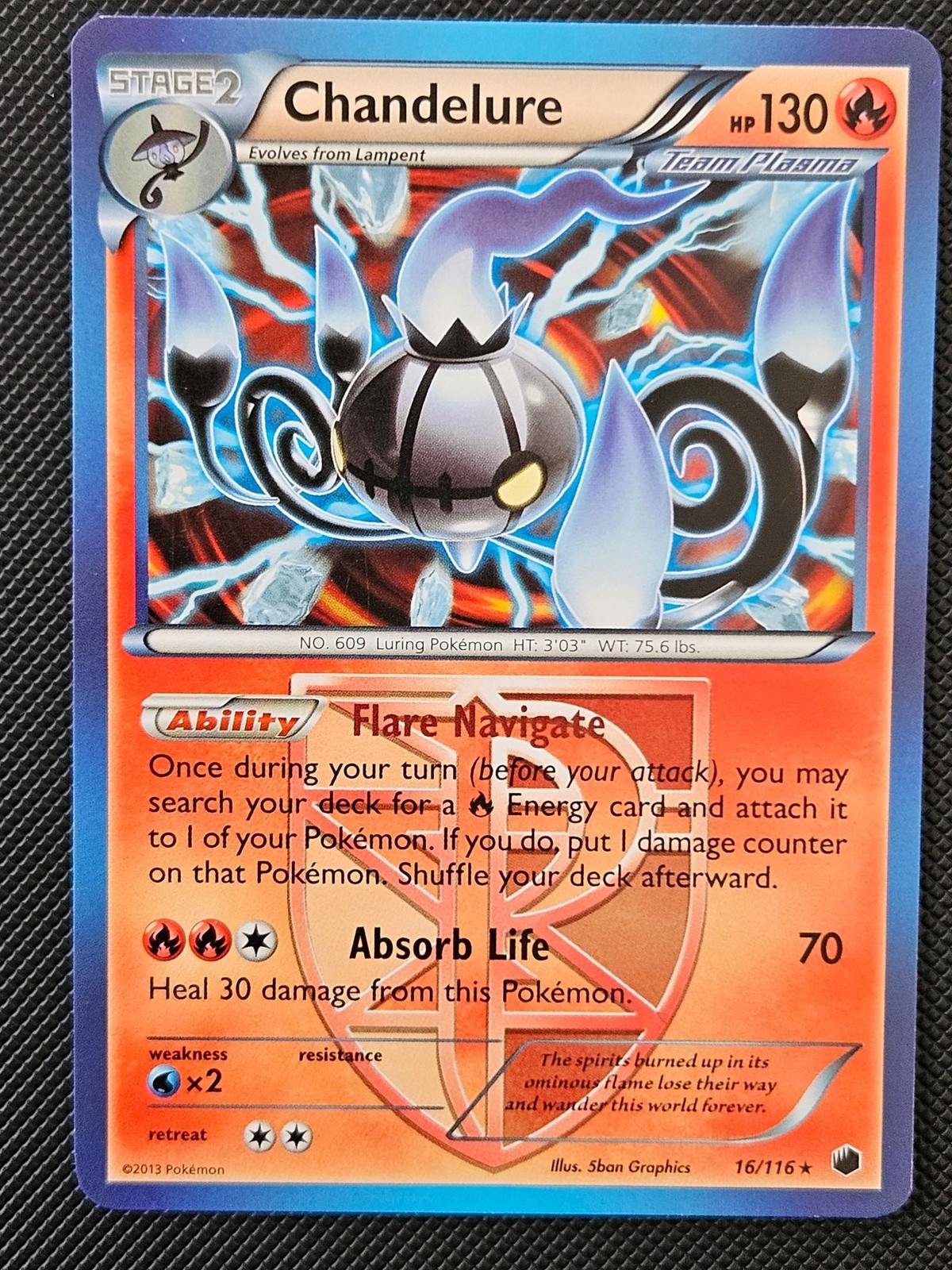 CHANDELURE 16/116 HOLO R PLASMA FREEZE POKEMON LP 2013