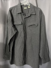 LL Bean Shirt Mens 2XL Gray Flannel Wicked Good Long Sleeve Button - Made In USA