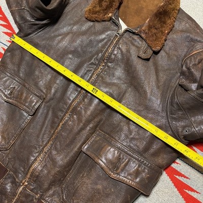 Vintage 40s WW2 US Navy M-422A G-1 Leather Bomber Jacket Mens 42