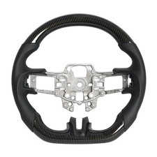 Hydro Dip Carbon Fiber Perforated Leather Steering Wheel For Ford Mustang 18-23