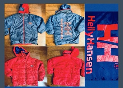 VINTAGE HELLY HANSON REVERSABLE DOWN LRG.LOGO BACK PUFFER COAT MENS XL~NICE!!