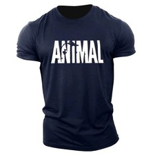 Men Muscle Gym T-Shirts Short Sleeve Workout Athletic Bodybuilding Animal Tee