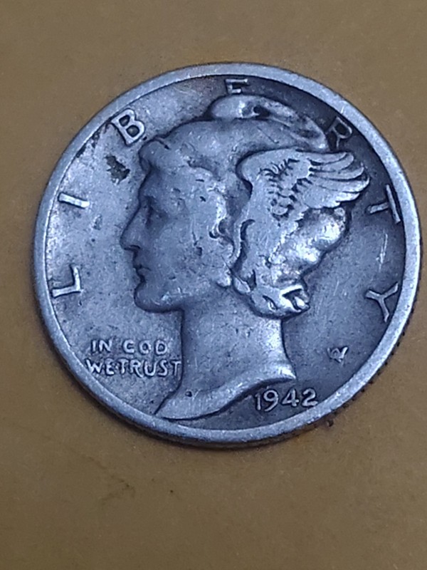 1942-D Mercury Silver Dime 90% Silver Denver Mint Winged Liberty Head US Coin