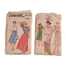 VTG 80s Sewing Patterns UK12 VOGUE 7050 BUTTERNICK 5441 "MISSES" TOP DRESS SKIRT