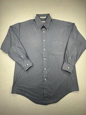 ENRO Ultra Pinpoint Dress Shirt 15.5 32/33 Blue Button Down Collar Made Taiwan
