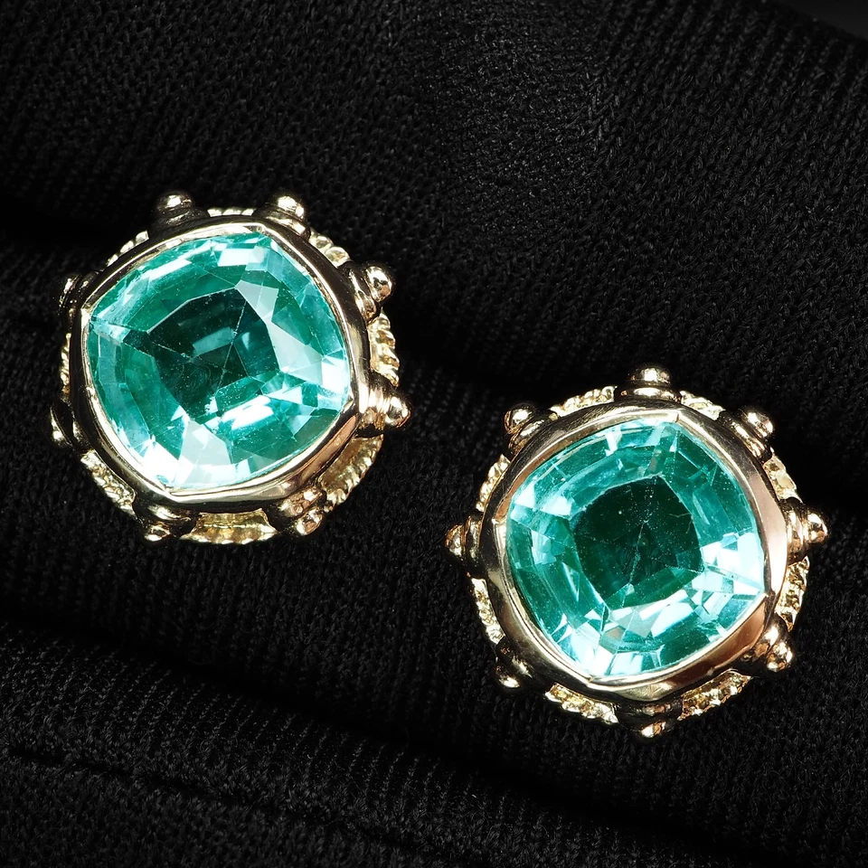 Neon Green Paraiba Tourmaline 9.15Ct 925 Sterling Silver Handmade Stud Earrings - Image 3 of 4
