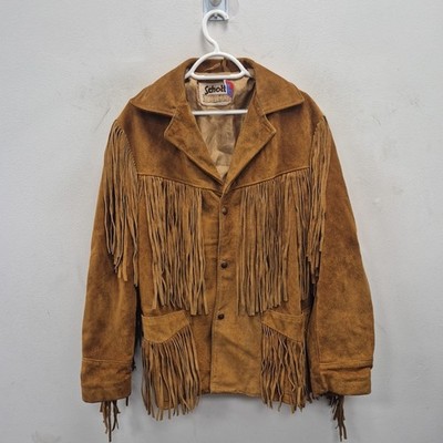 Schott Western Vintage Roughout Suede Leather Fringe Rancher