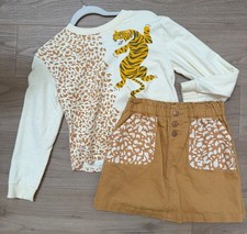 Finding Foxtale Girl 2-Piece Animal Print Shirt  Skirt Set Size 12 Cotton Blen