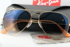 Ray-Ban Sunglasses RB 3025 Aviator Large Metal 001/3F 58-14 135 Gold w/ Blue NWT