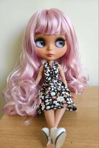 NEO Blythe Doll Purple Mix Pink Hair BJD Custom OOAK Tan Ski