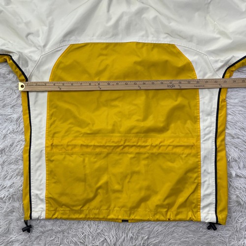 VTG Helly Hansen Jacket Mens XS Yellow White Sailing Big Logo Hooded 90s Nylon - Picture 10 of 14
