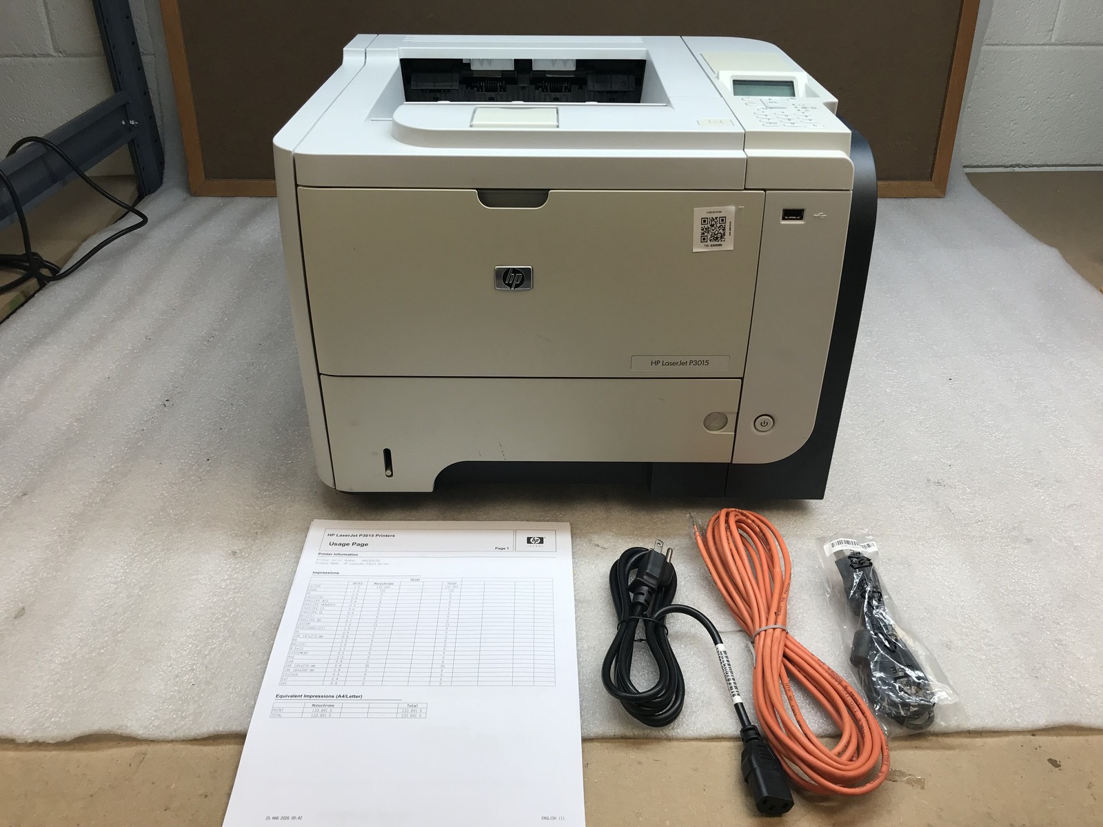 HP Laserjet P3015 Monochrome Workgroup Printer CE527A 133K Pgs w/ Toner