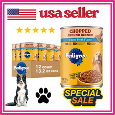 Pedigree Chopped Ground Dinner T-Bone Steak  Wet Dog Food, 13.2 Oz Cans 12 Pack 3.33 per gallon