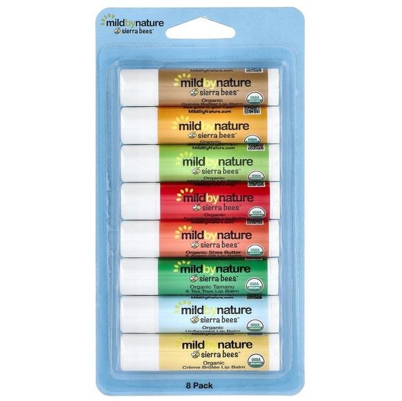 MILD BY NATURE, Sierra Bees™, Organic Lip Balms Combo Pack, 8 Pack, 4.25 g Each