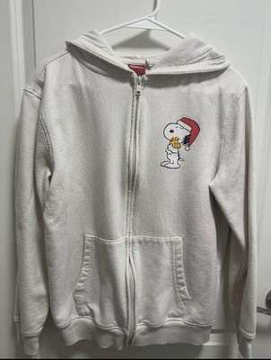 Peanuts Beige Full Zip Fleece Hoodie Graphic Print Hooded Unisex Size M