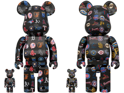 set of 2] BE@RBRICK AMERICAN & NATIONAL LEAGUE (TM) BLACK Ver. 400