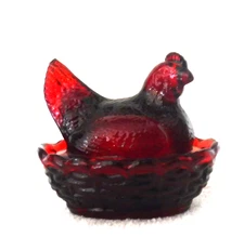 Westmoreland Glass Red  3" Hen on a Nest