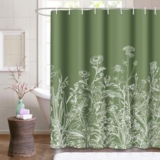 Floral Sage Green Shower Curtain 72"W x 72"L Pack of 1 Wild Flowers Green