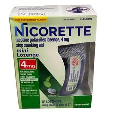 Nicorette Mini 4mg Nicotine Lozenges 81 Ct Peppermint Stop Smoking Aid Fresh