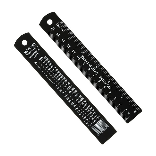 15Cm Metalllineal, 2Er-Set Alu Lineal FüR Straight Edge, Schwarz-image