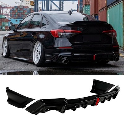 Rear Bumper Diffuser For Honda Civic Sedan 2022-2026 Black YOFER V2