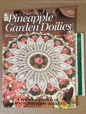 VINTAGE CROCHET PINEAPPLE GARDEN DOILIES 7 DOILY PATTERNS TABLE ROSES CHASALOW