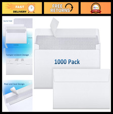 1000 Pack Self-Seal Security Envelopes 3-5/8 x 6-1/2 Inch White Bulk Peel  Seal