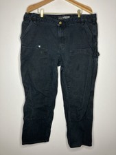 Carhartt Men's 42x30 Distressed Relaxed Fit Duck Double Front Work Pants Black