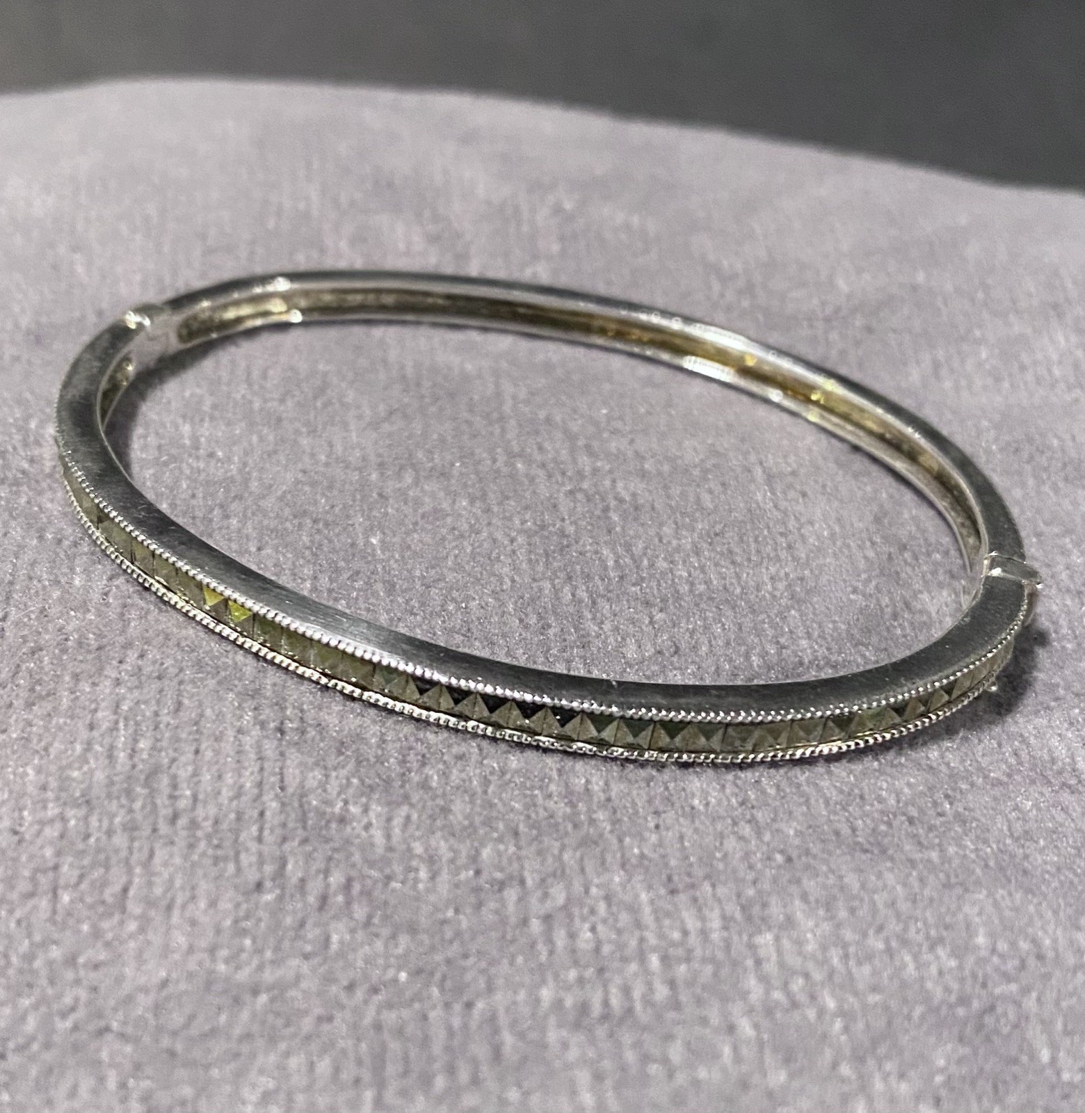 Judith Jack Marcasite Hinged Bangle  Bracelet 925… - image 5