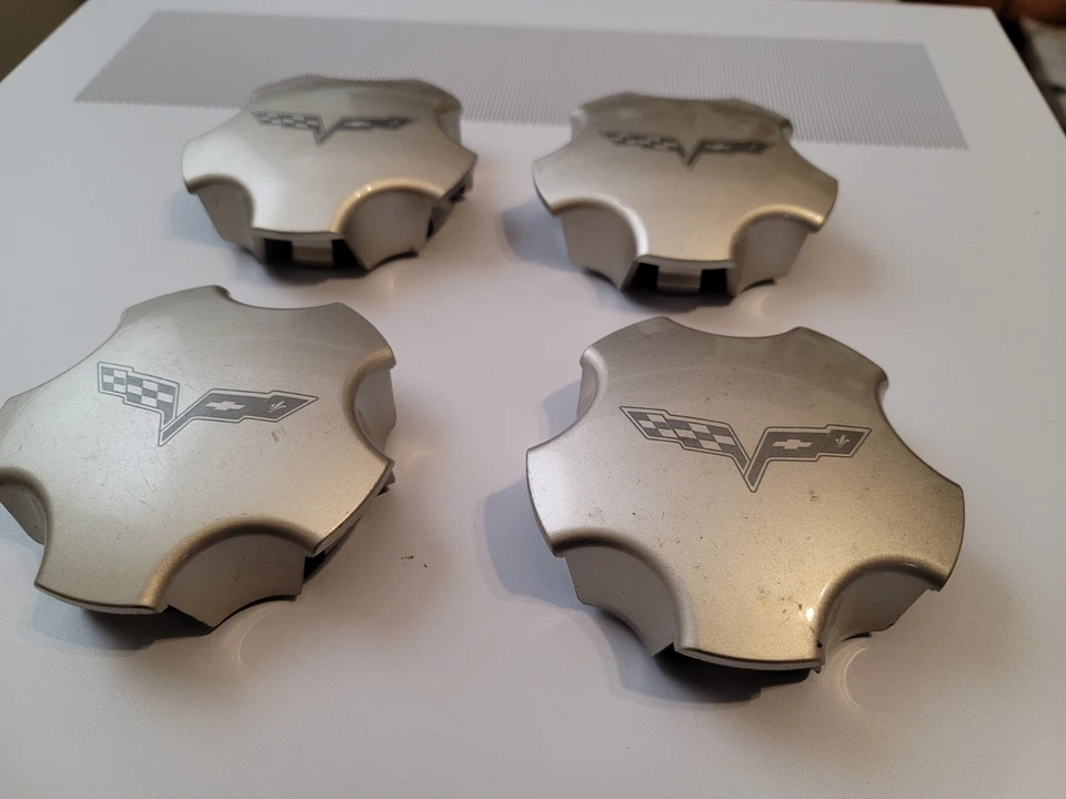 2005 2006 2007 2008 CHEVROLET CORVETTE Center Cap TAN OEM SET 8L5 - Image 2 of 4