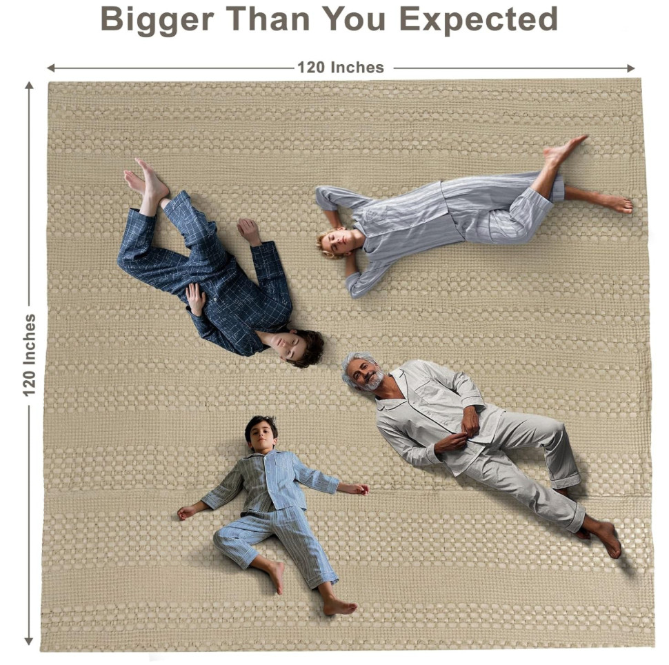 PHF 100% Cotton Waffle Weave Blanket Oversized King Bed, Lightweight Washed C...