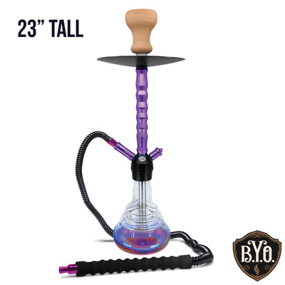 Purple Hookah Complete Set - 23'' Stratus by B.Y.O. Hookah Shisha 1 Hose & BONUS