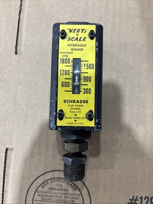 Schrader Vert-Scale Hydraulic Gauge, Range 300 - 1800 PSIG MAX