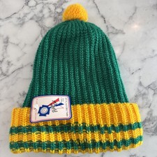 NOS True Vintage Green Winter Hat Cap Orlon Acrylic; USA Pedigree Knit; Ad Small