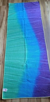 YOGITOES MANDUKA RETIRED COLORS TIE DYE YOGA MAT  TOWEL BLUE PURPLE GREEN