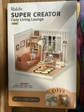 Rolife Super Creator Cozy Living Lounge Mini LED Dollhouse