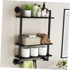 Bathroom Shelves Wall Mounted, 3 Tier Towel Racks with Towel Bar, 26in 