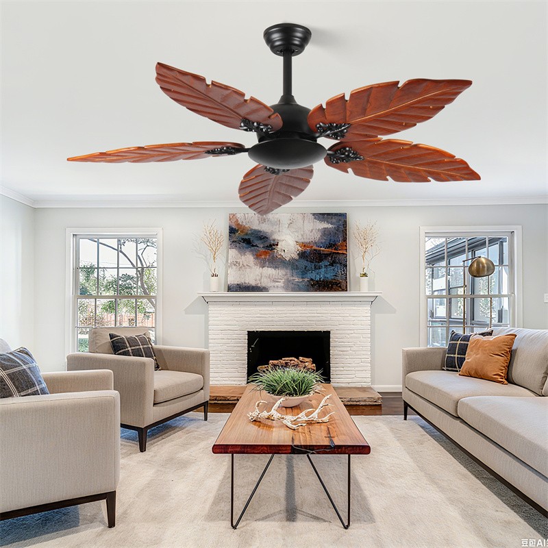 52 Inch Tropical Ceiling Fan (No Light), Palm Leaf Indoor/Outdoor