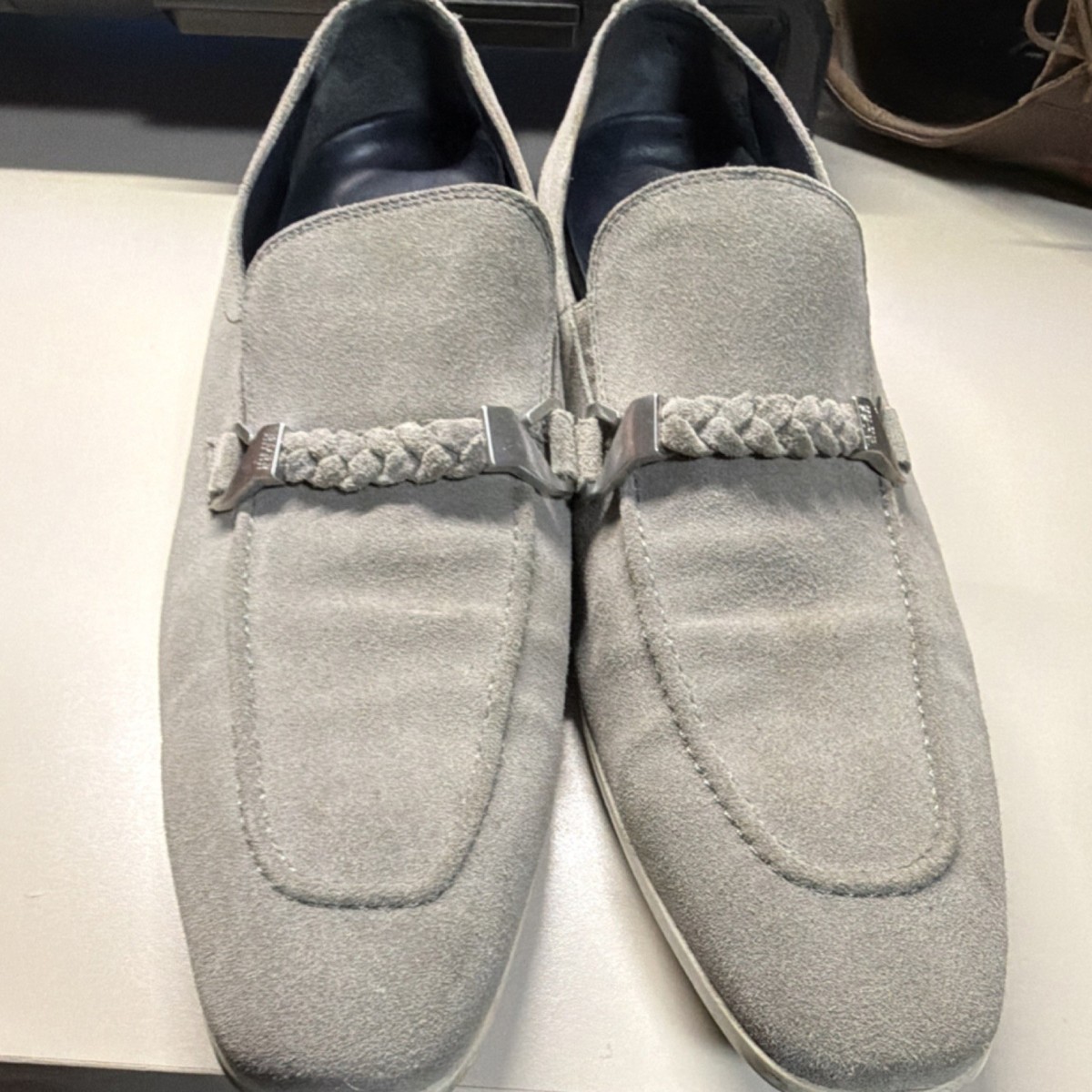 Hugo Boss Light Gray Suede Loafers Hugo Boss Randy_Loaf_SDCL Men main image 4