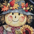 Harvest Time Fabric Panel Cute Scarecrow Sunflowers Quilt Shop Quality 36" x 44" — photo 2