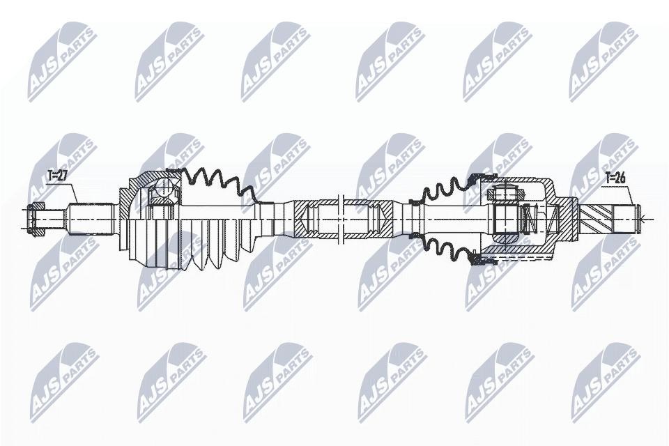 NTY Drive Shaft NPW-RE-173 For Renault, 26/27 Splines, 680 mm