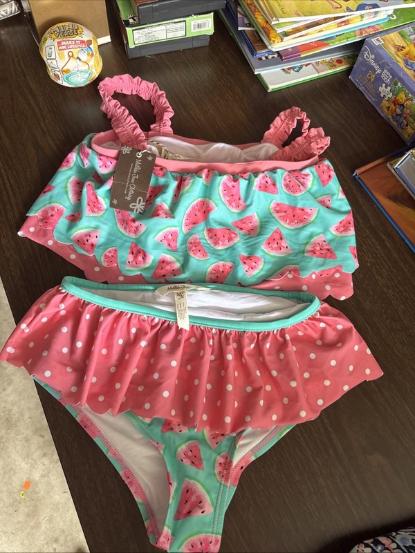 Matilda Jane Enchanted Garden Water Play Two-Piece Ruffled Girls Swimsuit Sz 14