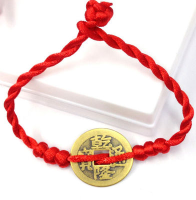 Feng Shui Red String Lucky Coin Charm Bracelet for Good Luck