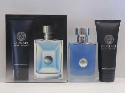 VERSACE メンズ香水セット Versace Pour Homme Men Gift Set (Eau De Toilette Spray, Hair