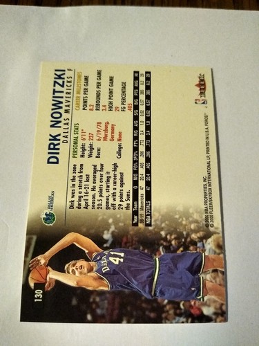 2000-01 DIRK NOWITZKI FLEER FORCE NBA CARD #130 DALLAS MAVERICKS GERMANY MAVS - Picture 2 of 2