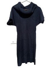 The Limited Womens Sweater Dress XS Dark Navy Blue Cowl Neck Short Sleeve Small