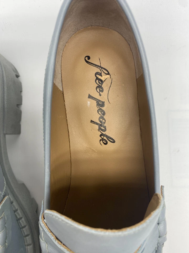 Mocassim Free People feminino couro azul empoeirado Lyra sola tamanho 9 - Imagem 3 de 4